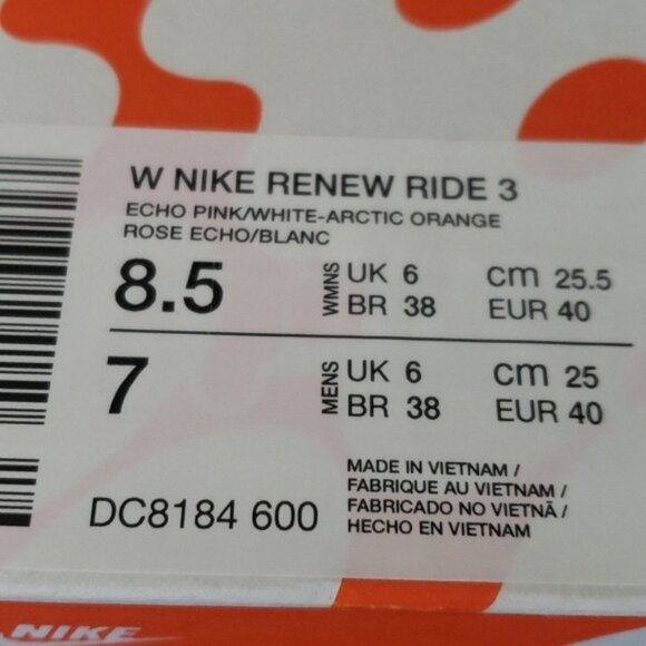 New Nike Womens Renew Ride Peach Sneakers Size 8.5 Lightweight Running Casual - Picture 9 of 9